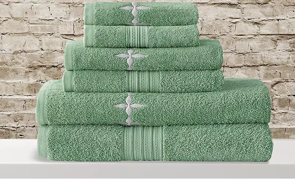 6-Piece 100% Egyptian Cotton Jacquard or Embroidered Towel Set - Primary Image