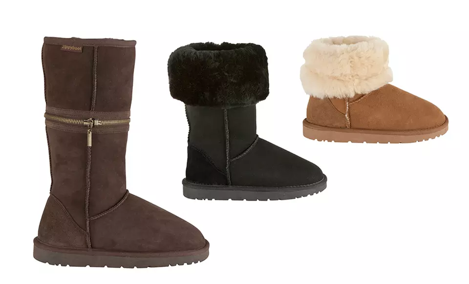 Redfoot Zippyboot Sheepskin Boots in Black, Chestnut, or Chocolate. Free Returns. - Primary Image