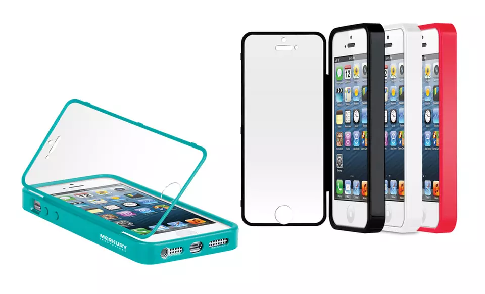 Merkury Total Screen Guard Case for iPhone 5/5s in Black, Red, Turquoise, or White. Free Returns. - Primary Image
