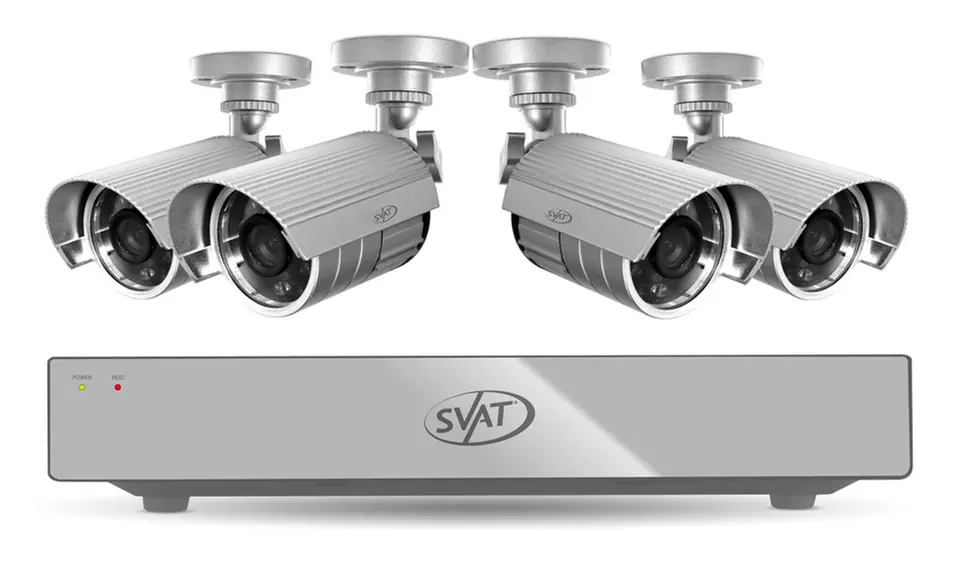 SVAT 8-CH Smart Security DVR 4 Hi-Res Night Vision Cameras 500GB HDD & Smartphone Compatibility. Free Returns. - Primary Image