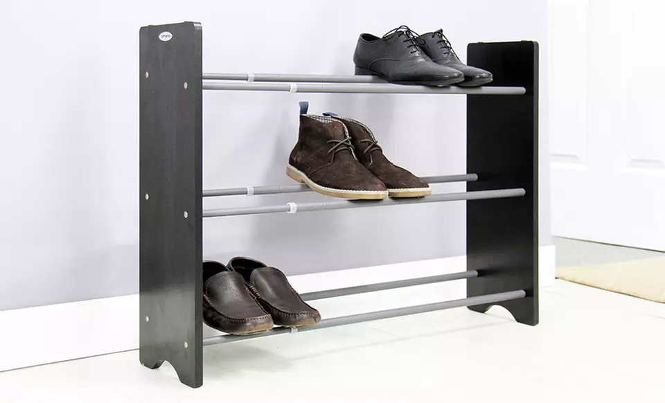 Samsonite 3-Tier Expandable Shoe Rack with Wood Ends - Primary Image