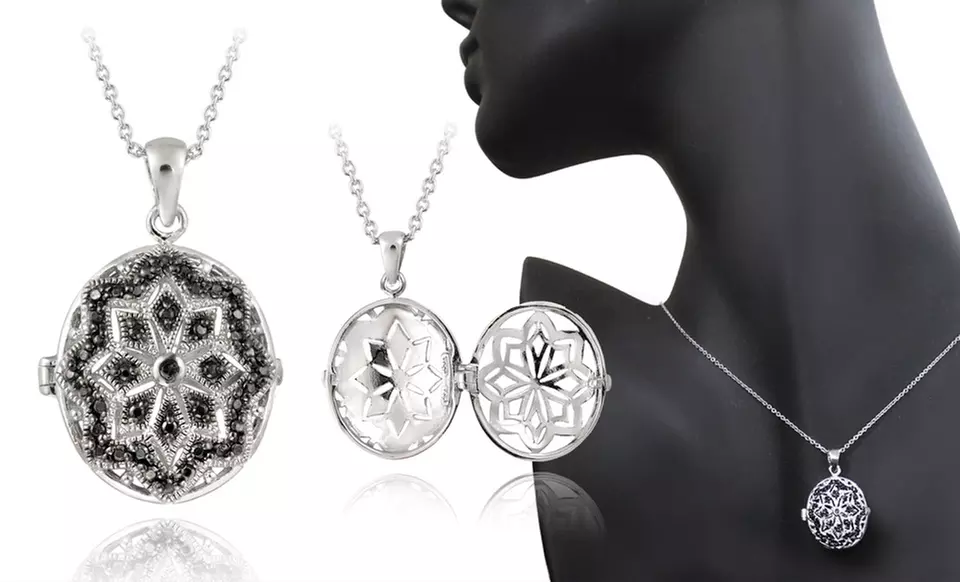 $15.99 for a Diamond-Accent Locket Necklace ($89.99 List Price). Four Styles Available. Free Shipping and Free Returns. - Primary Image