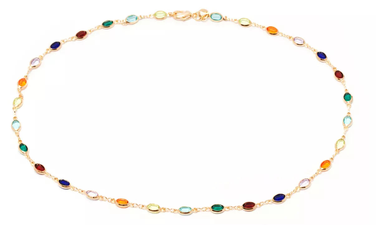 18K Gold Plated Ankle Bracelet Made with Swarovski Elements by Barzel - Primary Image
