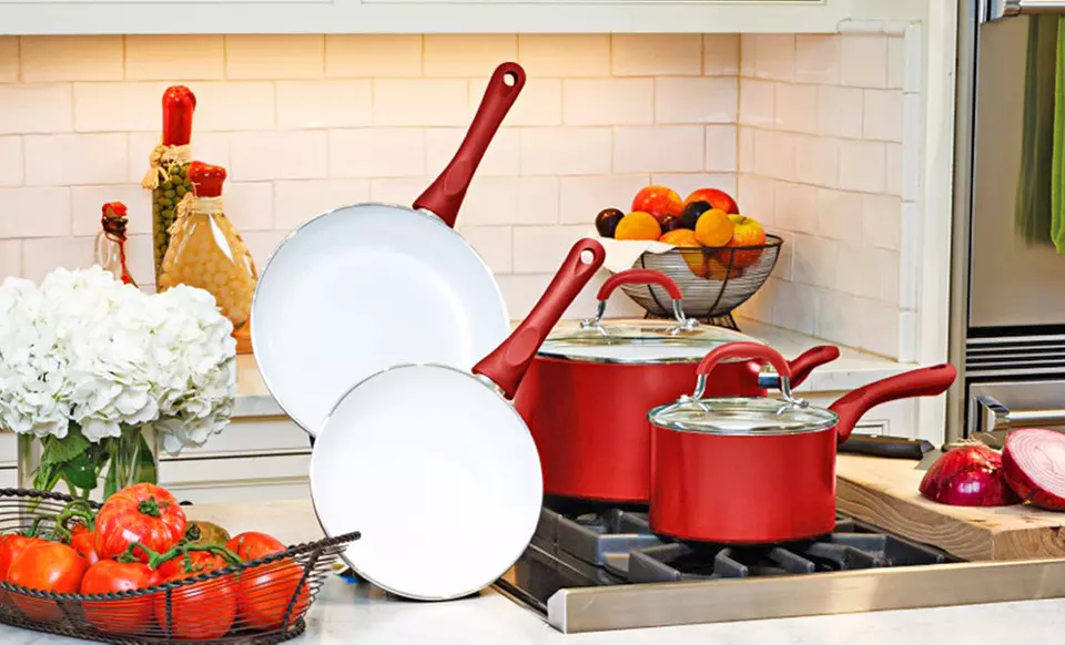 6-Piece Supreme World Class Ceramic Cookware with 2 Frying Pans and 2 Stock Pots with Lids. Free Returns. - Primary Image