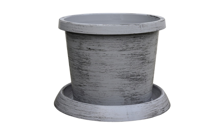 Image 4: Tower Patio Pot Modern Grey or Black with Gold