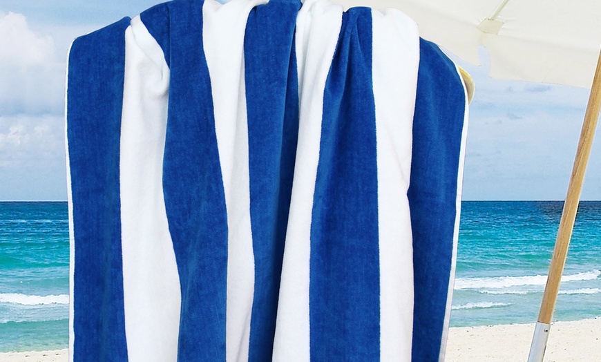 Image 3: Multi-Stripe Cotton Beach Towel