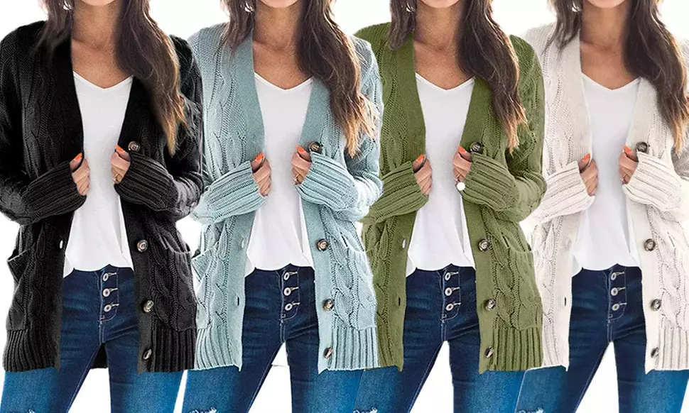 1x oder 2x Lockerer Strick-Cardigan für Damen