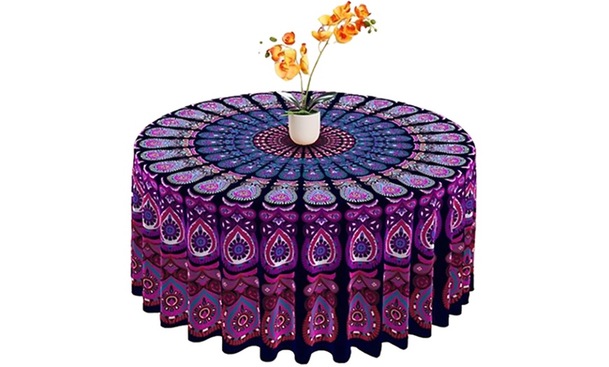 Image 3: Round Mandala Design Table Cover