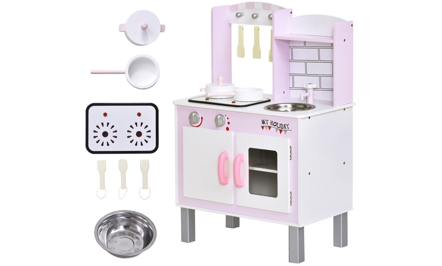 Image 14: HomCom Kids Kitchen Play Set