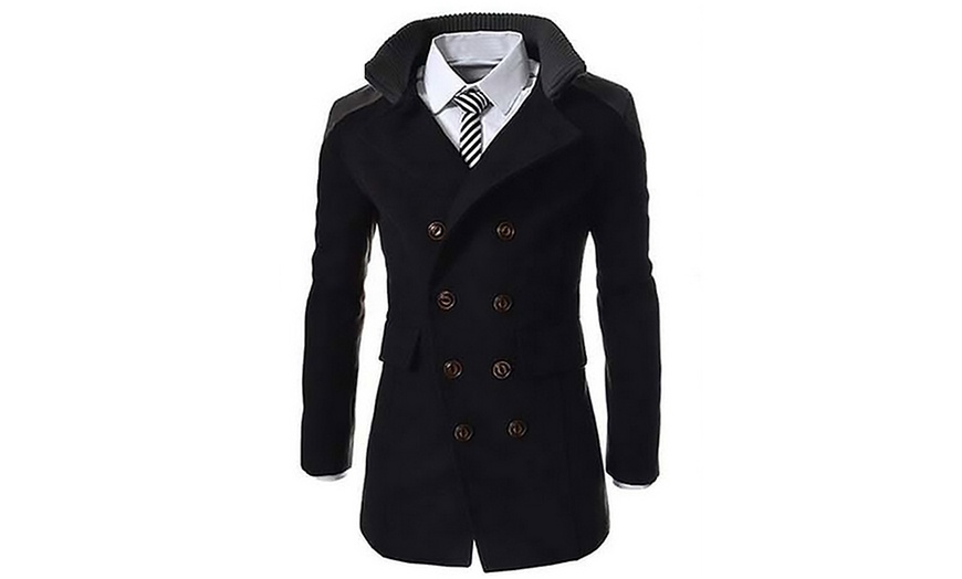 Image 3: Men's Contrast Collar Smart Coat