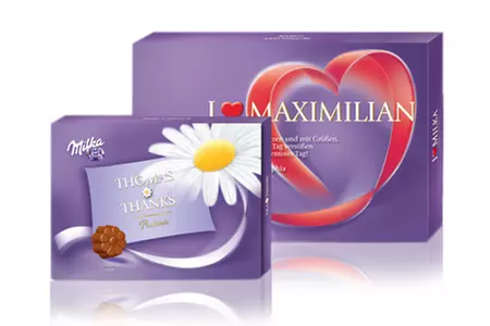 Individuelle I Love Milka oder Milka Thanks Box mit Pralinen aus zarter Schokolade und persönlicher Botschaft ab 9,95 € - Primary Image