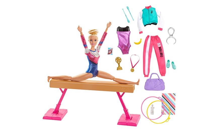 Image 2: Barbie Gymnast Playset with Dolls and Accessories