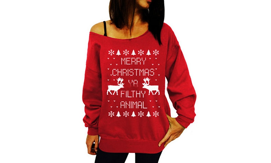 Image 2: Christmas Off-the-Shoulder Jumper