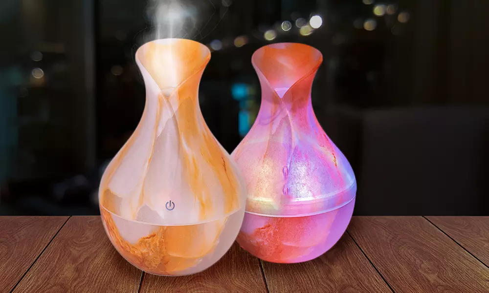 Humidificateur et diffuseur d'huiles essentielles effet marbre avec changement de lumière colorée LED - Primary Image
