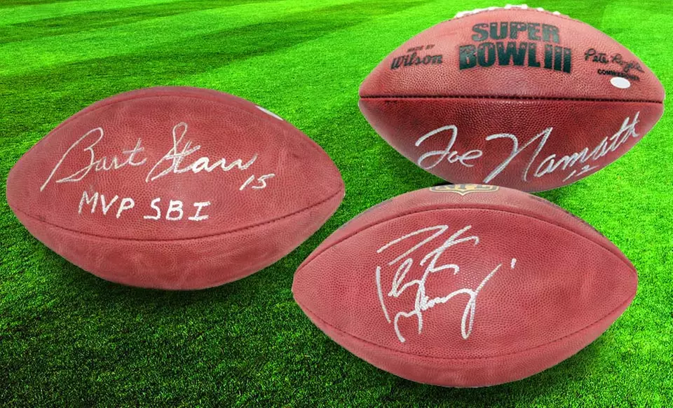 Official Autographed NFL Football or Glass Display Case. Multiple Player Autographs Available. Free Shipping. - Primary Image