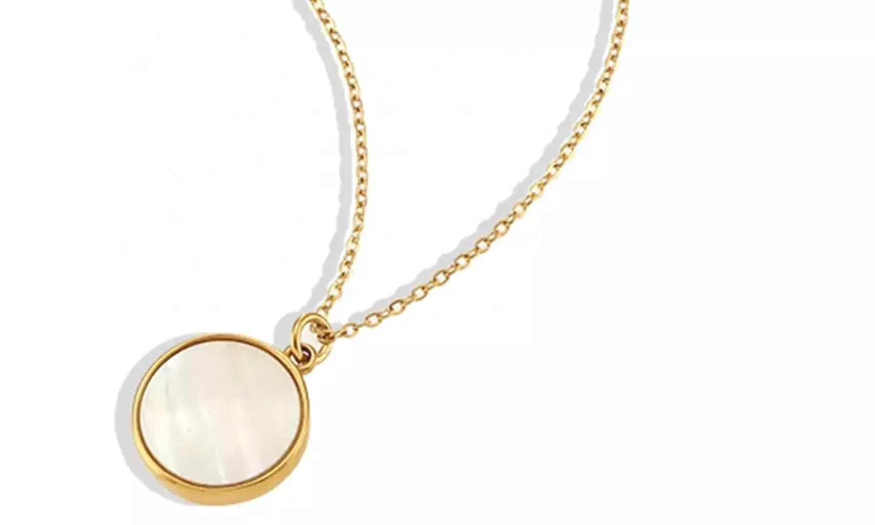 Vergulde ketting met parelmoeren maanhanger