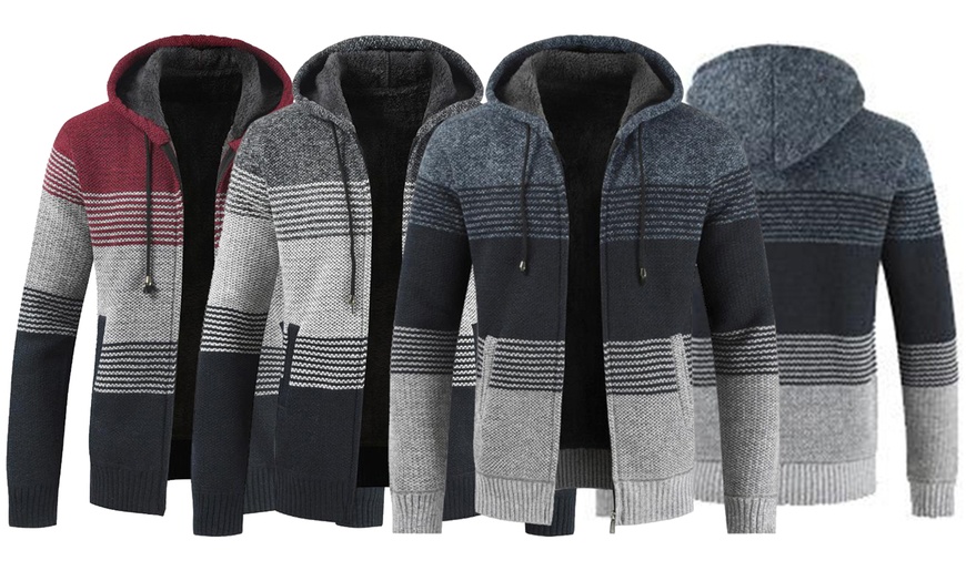 Image 1: Men's Hooded Sweater Cardigan