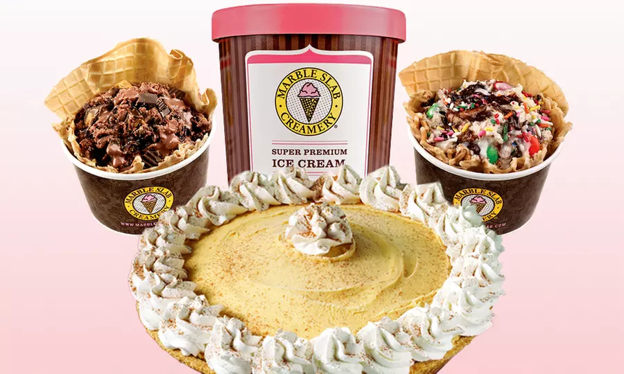 Custom-Mixed Ice Cream and Frozen Yogurt at Marble Slab Creamery (40% Off). Two Options and Three Locations Available. - Primary Image