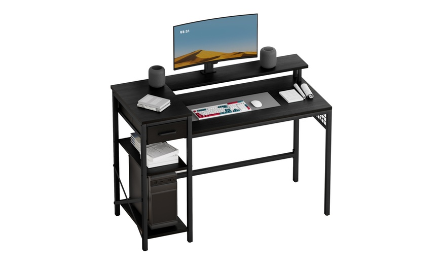 Image 3: Four-Tier Computer Desk PC Laptop Desk Home Office Writing Study Desk
