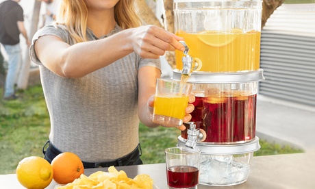 InnovaGoods doppelter Getränkespender mit Behälter für Eis und Tablett für Snacks