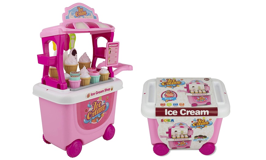 Image 2: SOKA 27-Piece Pretend Play Ice Cream Trolley Toy