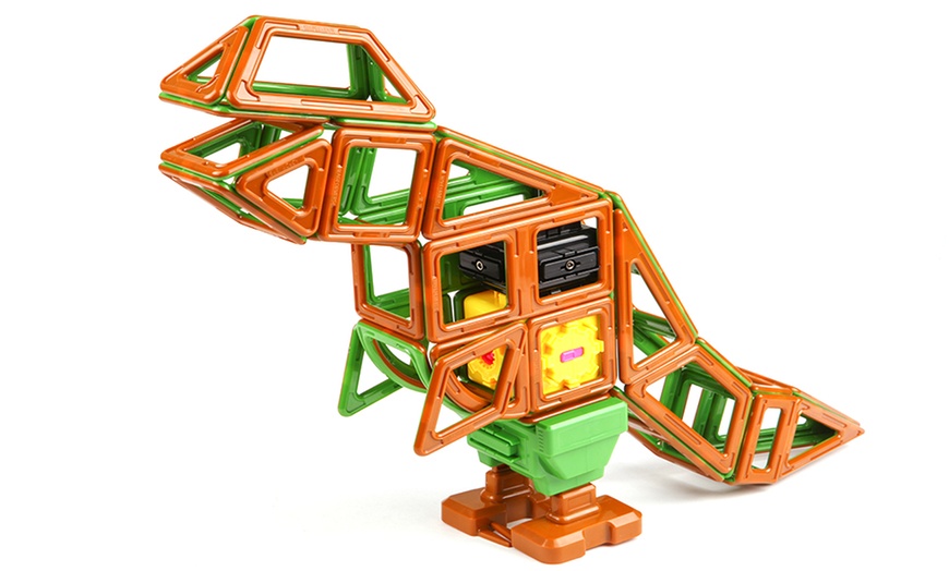 Image 8: Magformers 81-piece Dinosaur Set