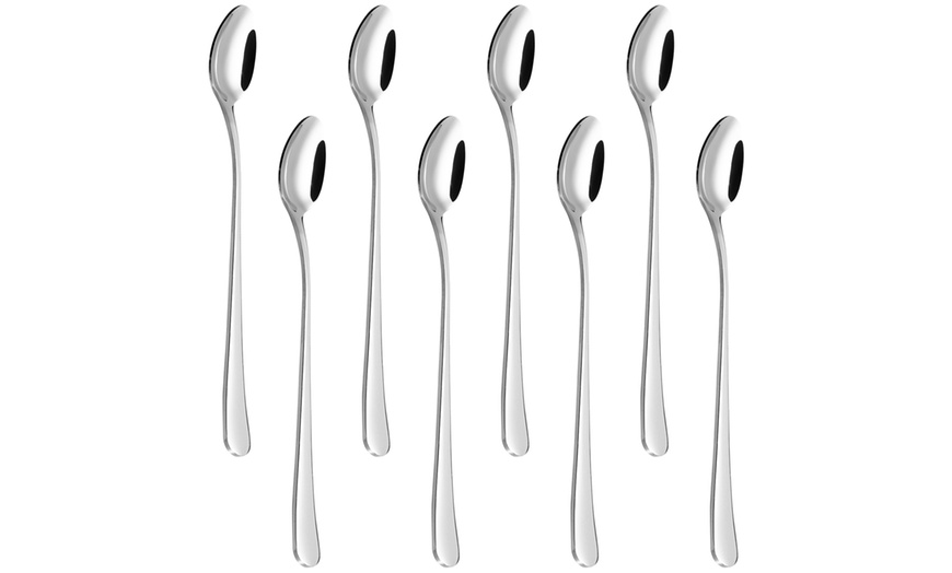 Image 2: 4, 8 or 12 Long Handle Stainless Steel Latte Spoons