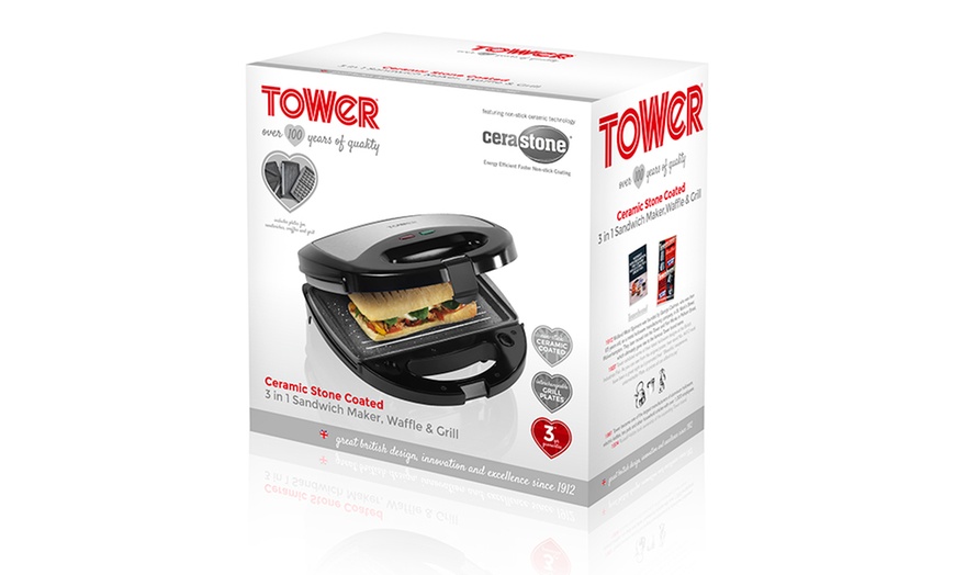 Image 6: Tower Three-In-One Sandwich Toaster