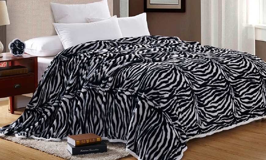 Animal-Print Sherpa Blanket | Groupon Goods