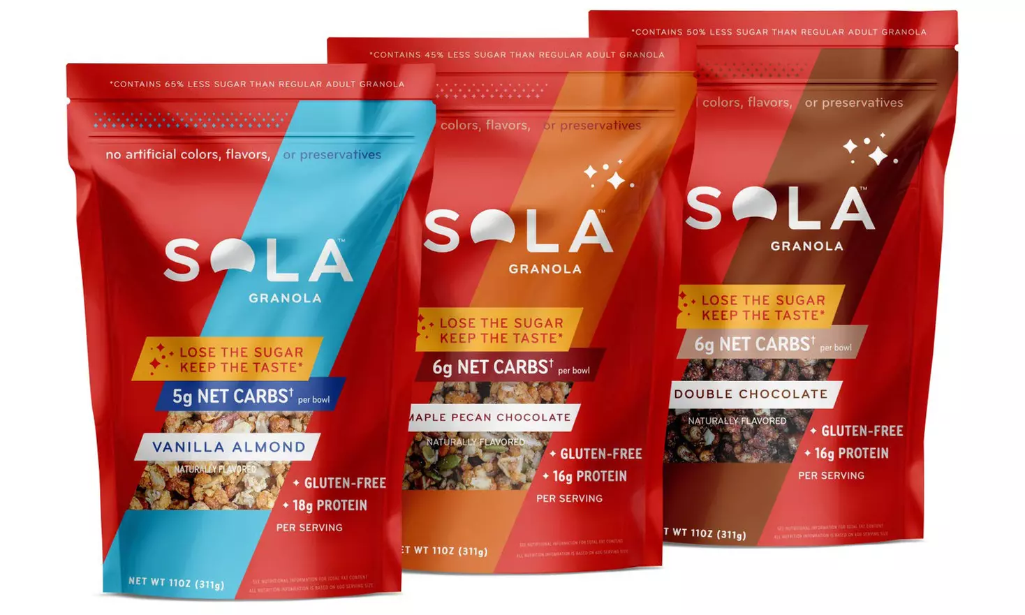 Sola Gluten-Free, Low-Sugar, Keto, and High-Protein Granola Variety Pack (11 Oz., 3-Pack) - Primary Image