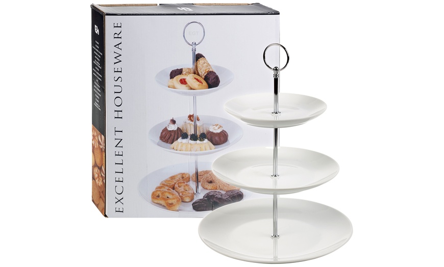 Image 1: Three-Tier Ceramic Cake Stand