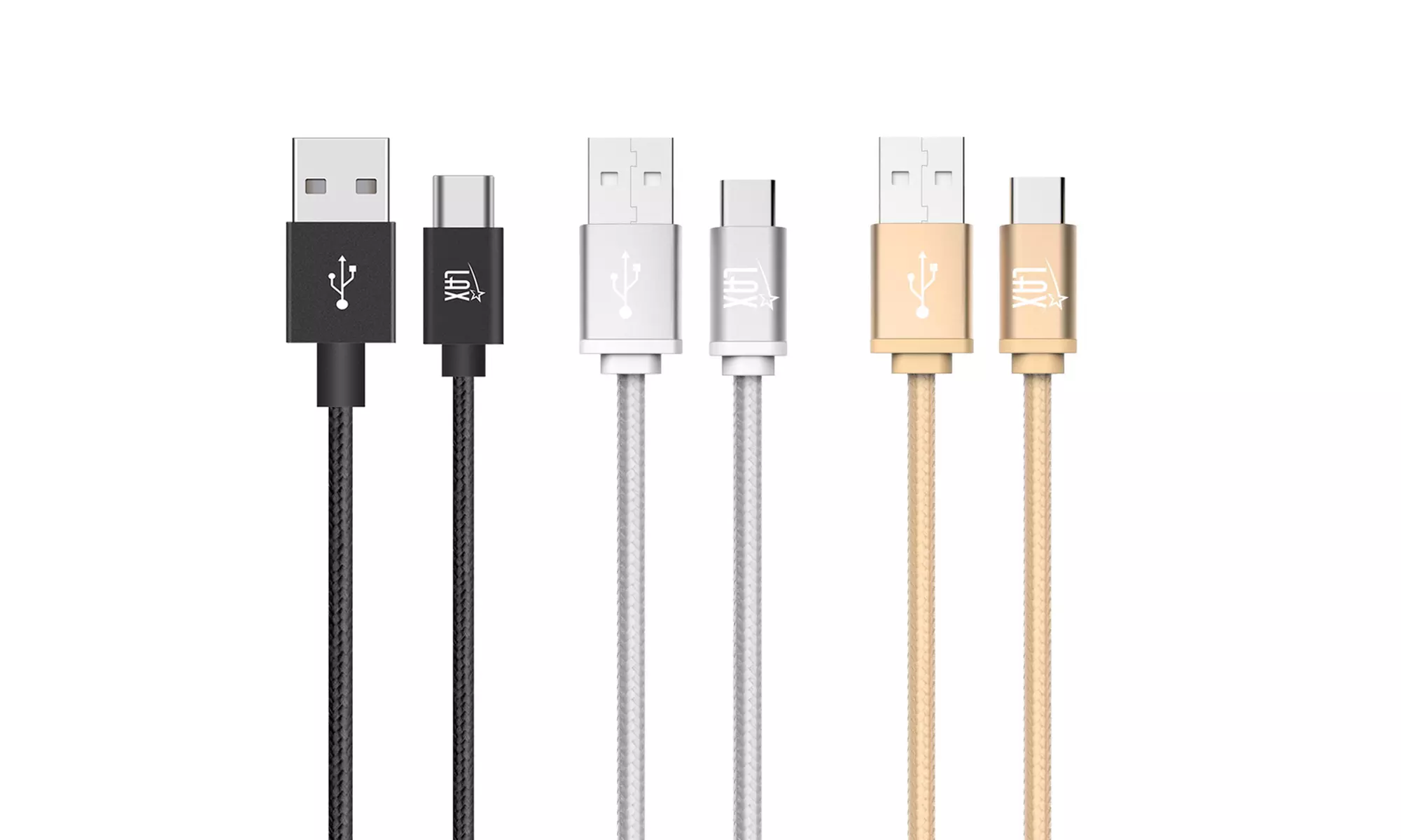 LAX 6Ft. USB Type C to USB Braided Nylon Cable (1-, 2-, or 3-Pack) - Primary Image