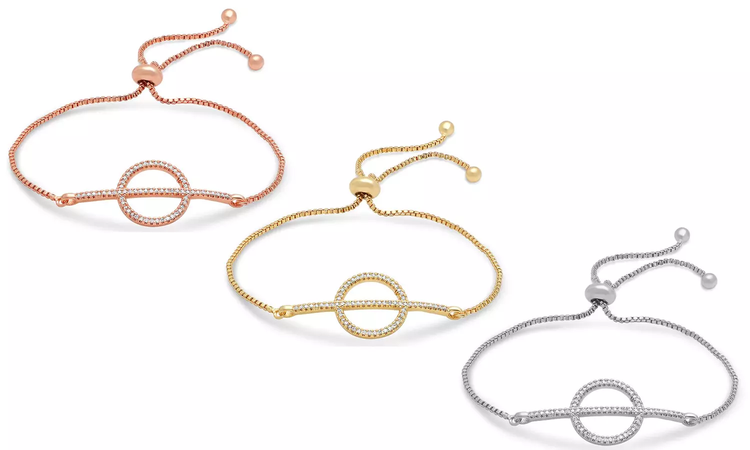 Piatella Circle and Line Simulated Diamond Drawstring Men's Bracelet - Primary Image