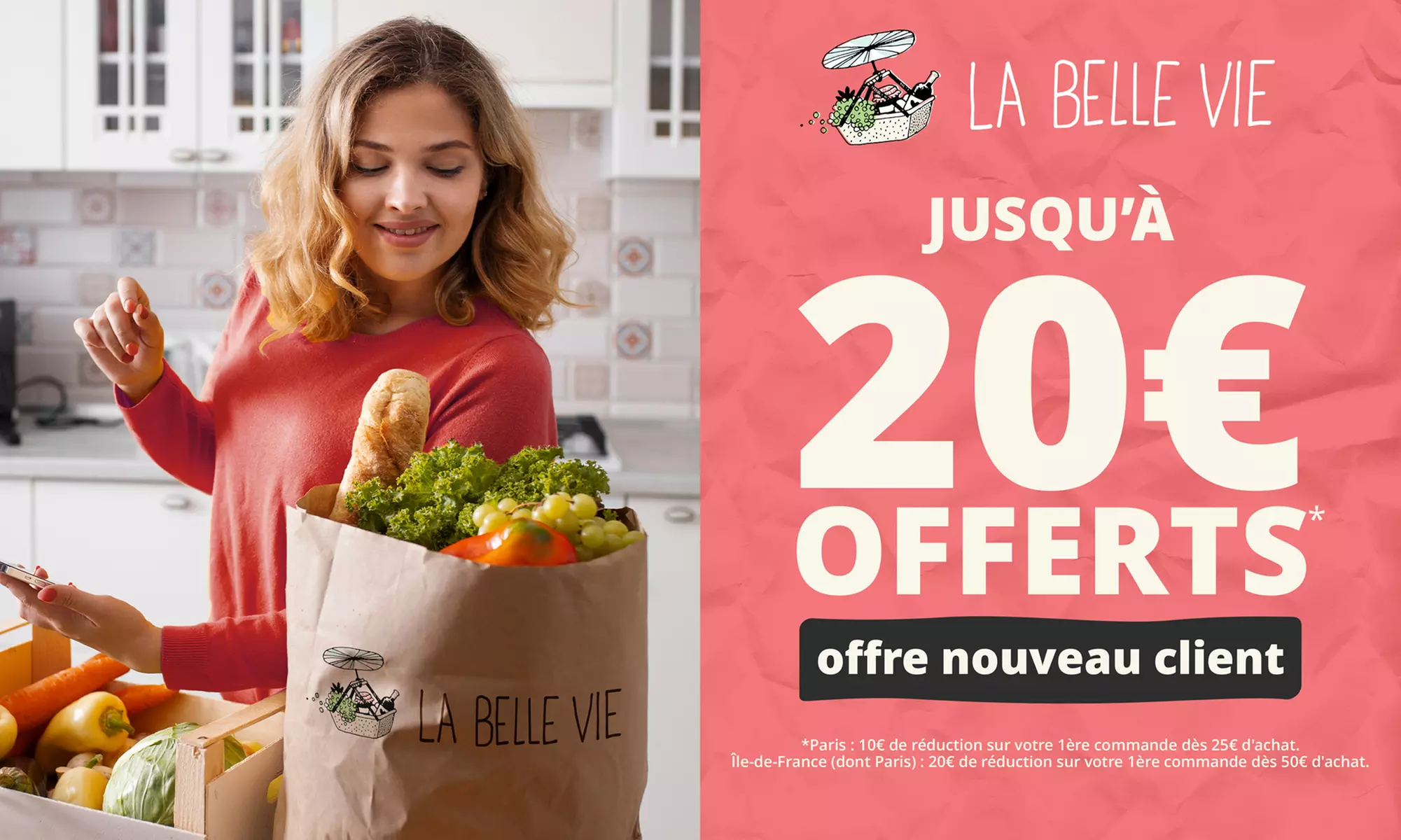 Faire ses courses en Île-de-France avec La Belle Vie : bon d'achat de 20 € au prix de 2 € (minimum d'achat de 50 €) - Primary Image