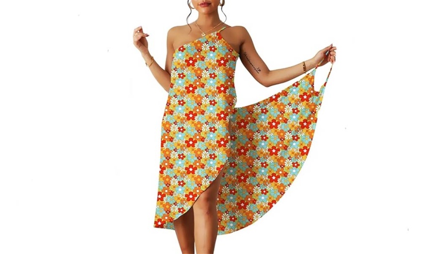 Image 4: Women's Printed Spaghetti Strap Cover-Up Beach Dress