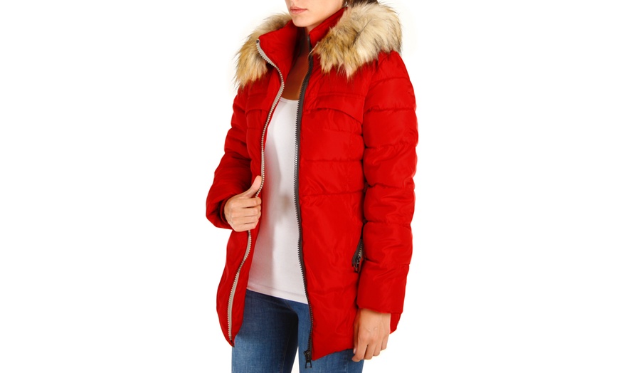 Image 7: Women's Fur-Trimmed Hooded Parka