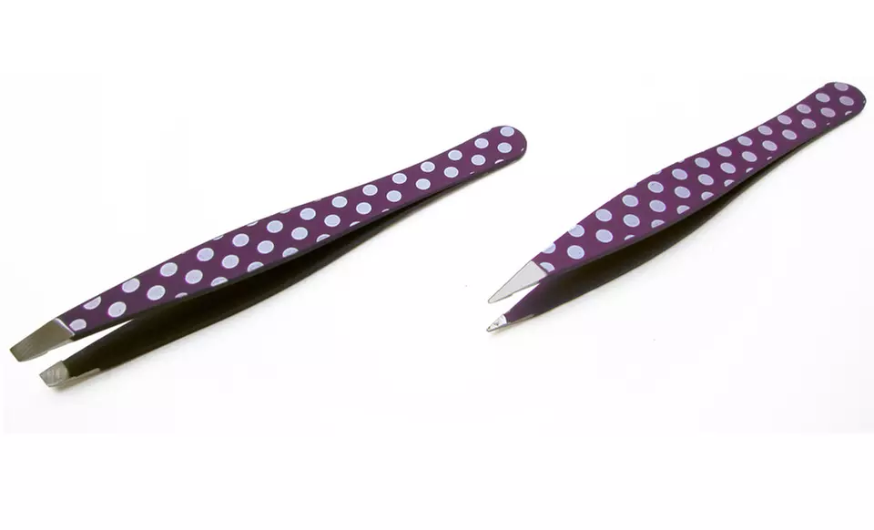 Soft-Touch Polka-Dot Pointed- and Slanted-Tweezers 2-Pack  - Primary Image