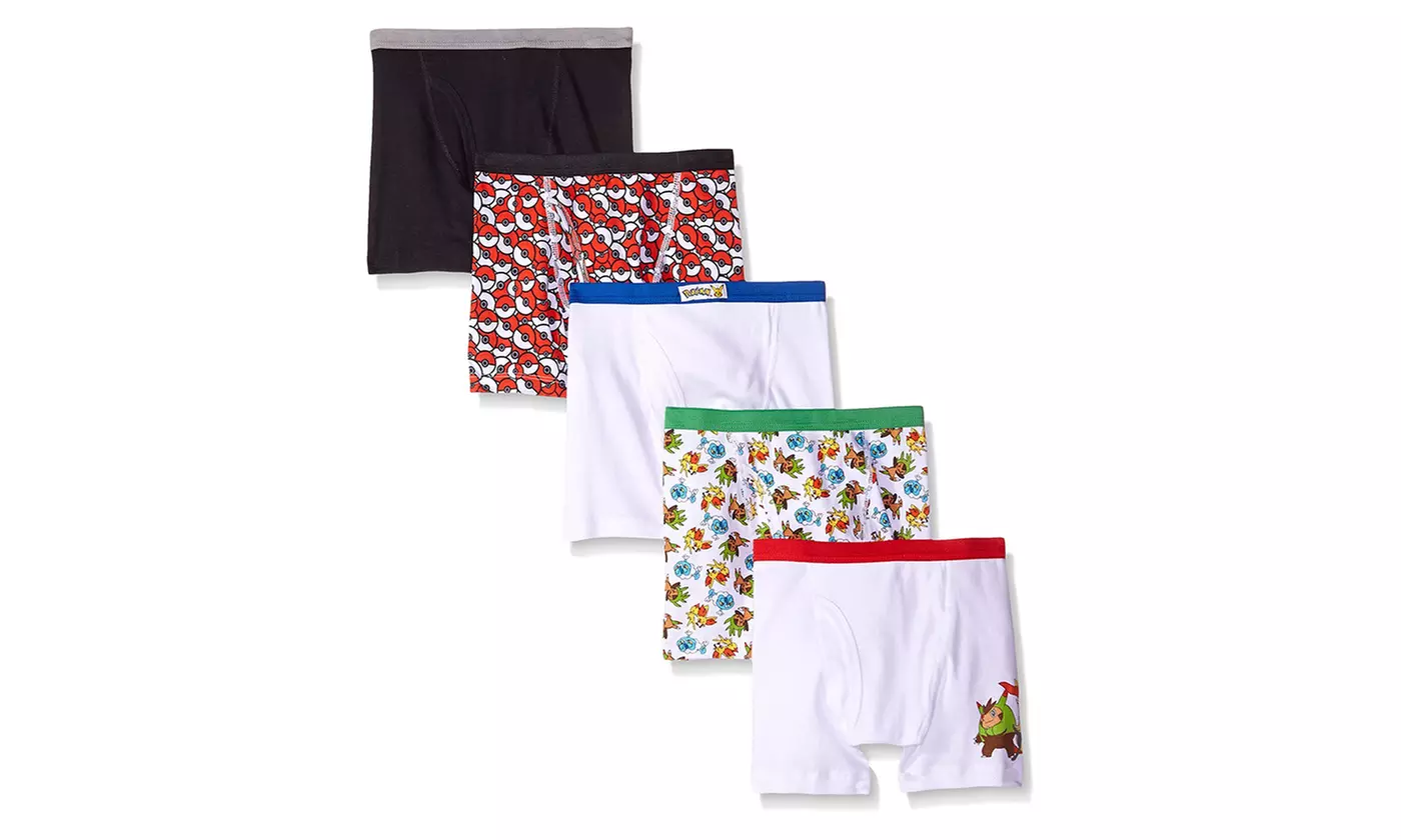 Boys' Officially Licensed Pokemon Boxer Briefs (5-Pack) - Primary Image