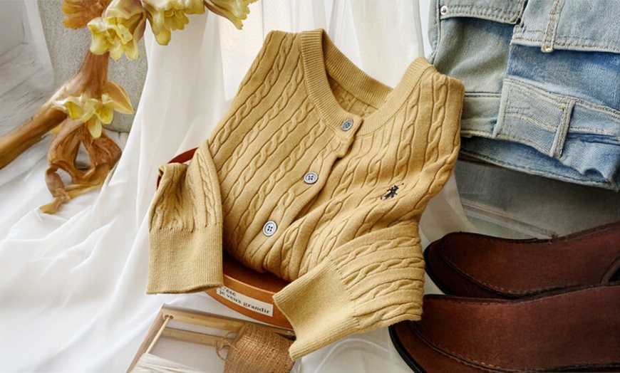 Image 8: Women’s Knitted Button-Down Cardigan Sweater