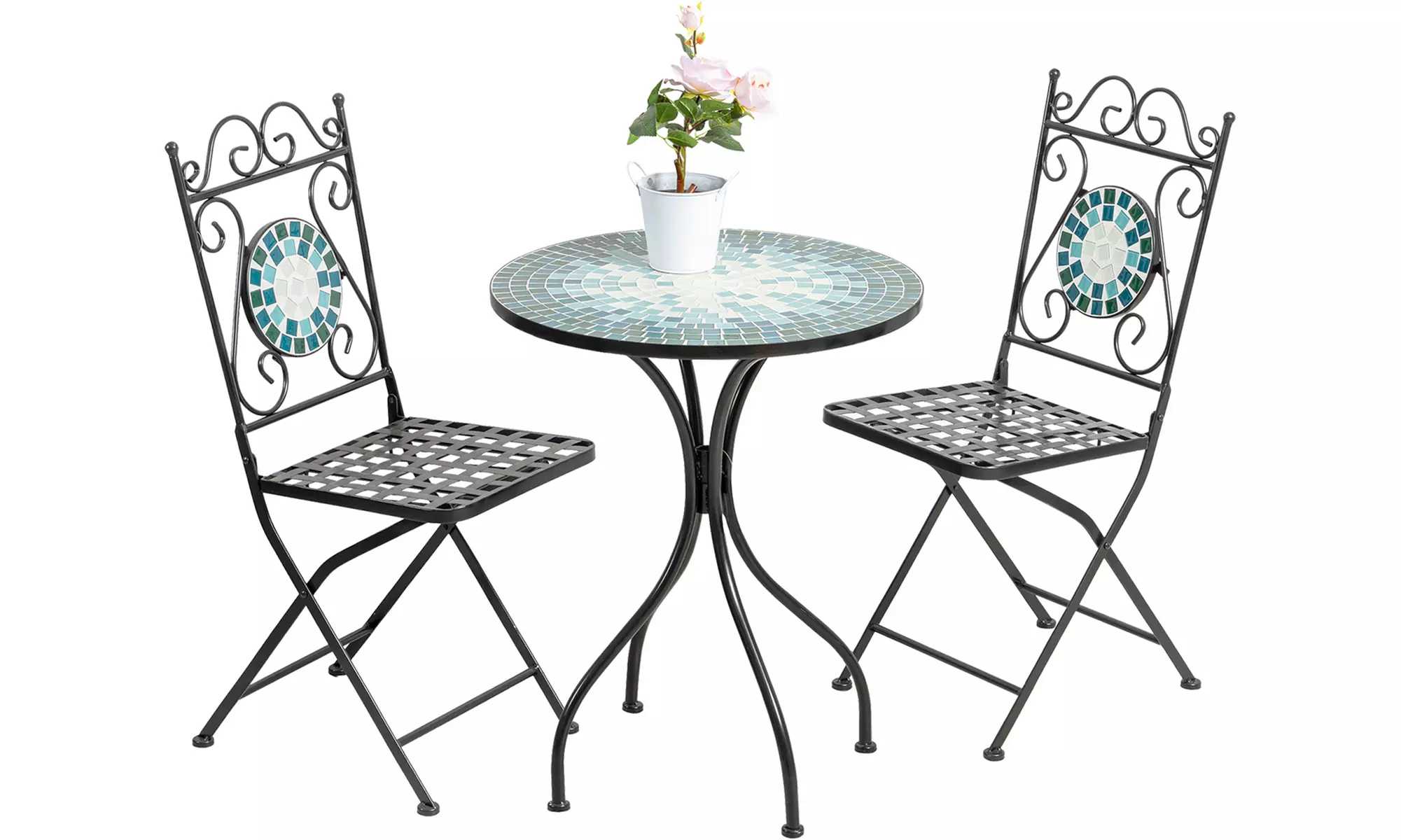 Set Bistrot con 2 sedie e 1 tavolo a mosaico