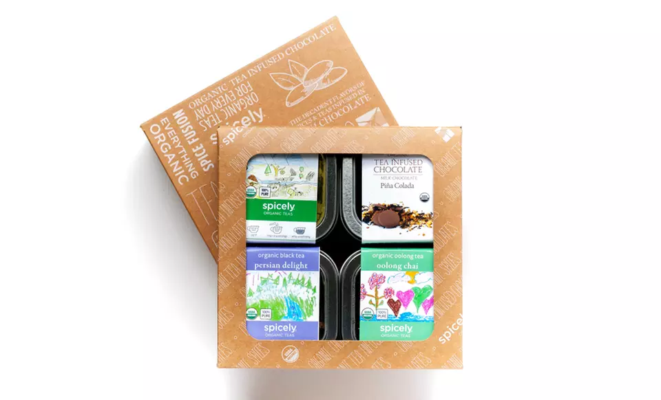 Spicely Organics Tea and Chocolate Sets. Multiple Flavor Combinations Available. - Second Medium