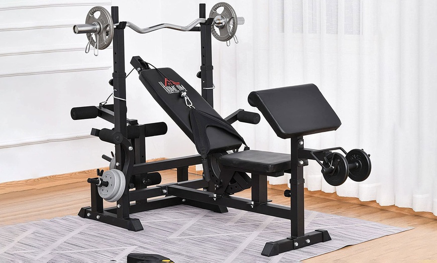 Image 3: HomCom Multi-Exercise Weight Bench