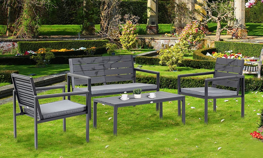 Image 1: Outsunny Steel Outdoor Furniture Set