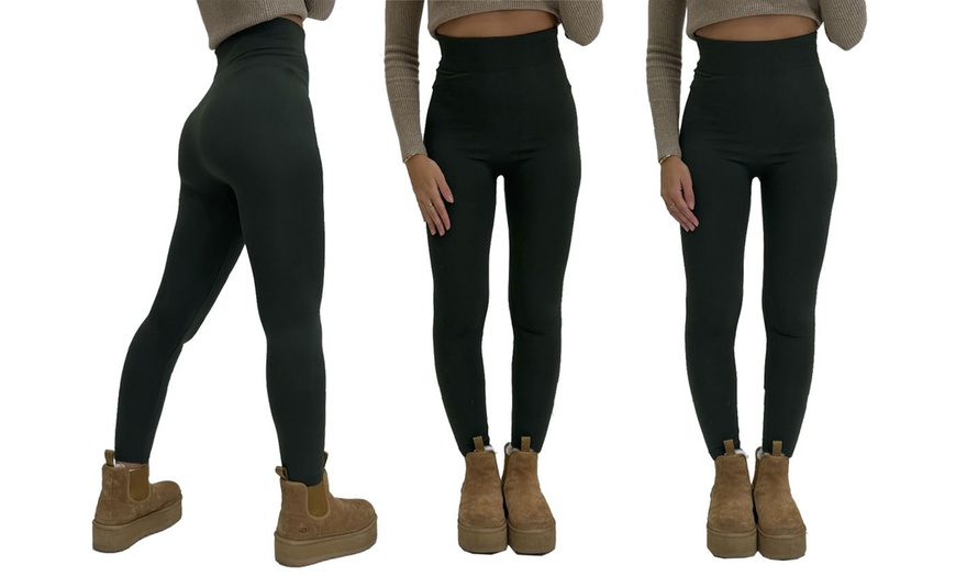 Image 12: High Waist Seamless Fleece Lined Leggings