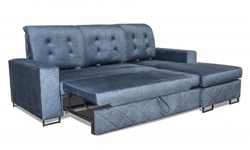 Image 4: L-Shape Corner Ottoman Storage Sofa Bed