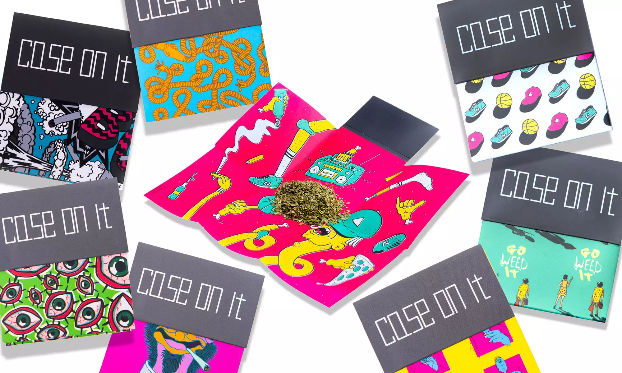Smell-Proof Folding Rolling Tray with Magnet Closure from Case On It - Primary Image