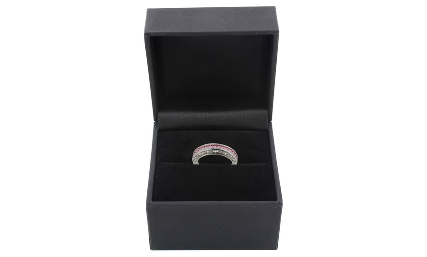 Image 5: Doppio anello veretta e solitario Destiny con zircone blu zaffiro