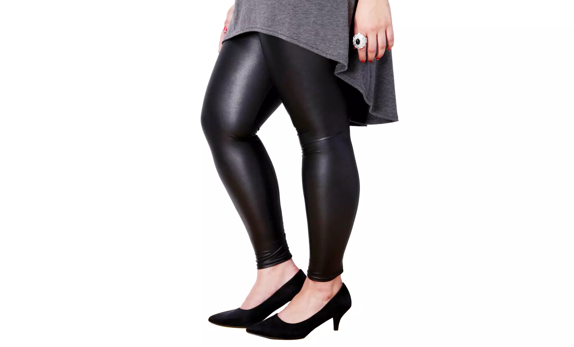 Plus-Size Faux-Leather Leggings | Groupon Goods