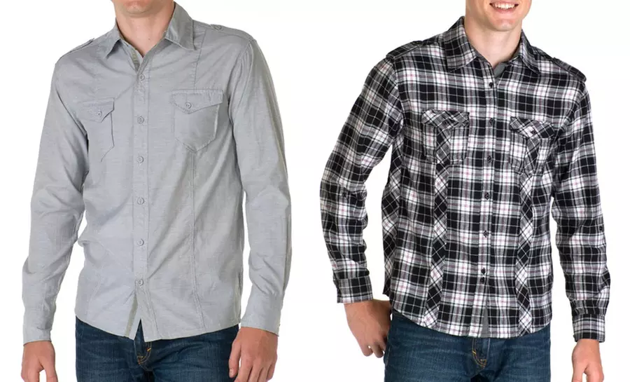 Venture Clothing Men's Long-Sleeve Woven Shirt. Multiple Styles Available. Free Returns. - Primary Image