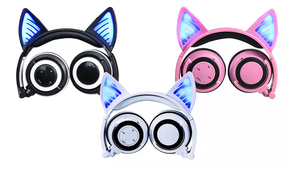 K10 Cat Ear Bluetooth LED Headphones - Primary Image